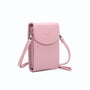 Vue 2 du Pochette téléphone bandoulière femme rose en cuir synthétique par Gallantry.