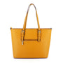 Sac cabas femme simili cuir a4 saffiano moutarde - vue 3 | Flora & co