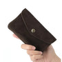 Vue 2 du Porte-monnaie portefeuille mi-long suède Chocolat en cuir par Made in Italy.