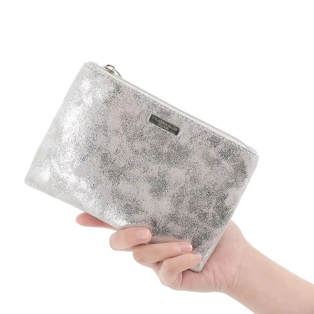 Flora & co Pochette femme suédine irisé argent