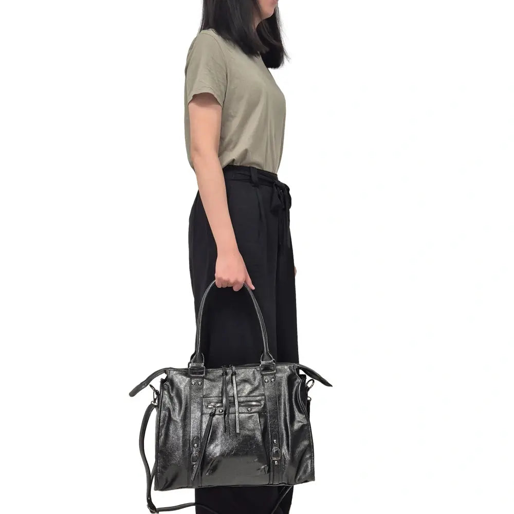 Grand sac cabas bowling irisé noir Gallantry