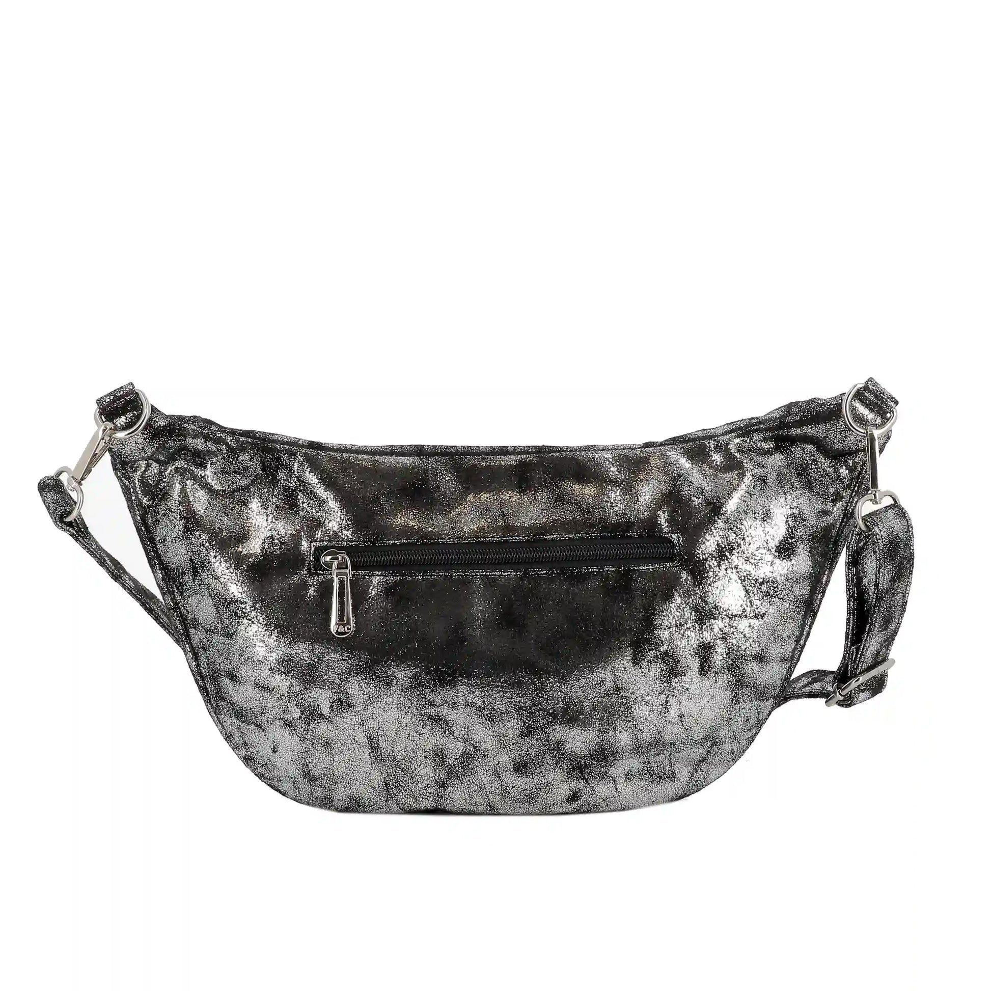 Grand sac banane femme daim irisé Gris Argent other image 3