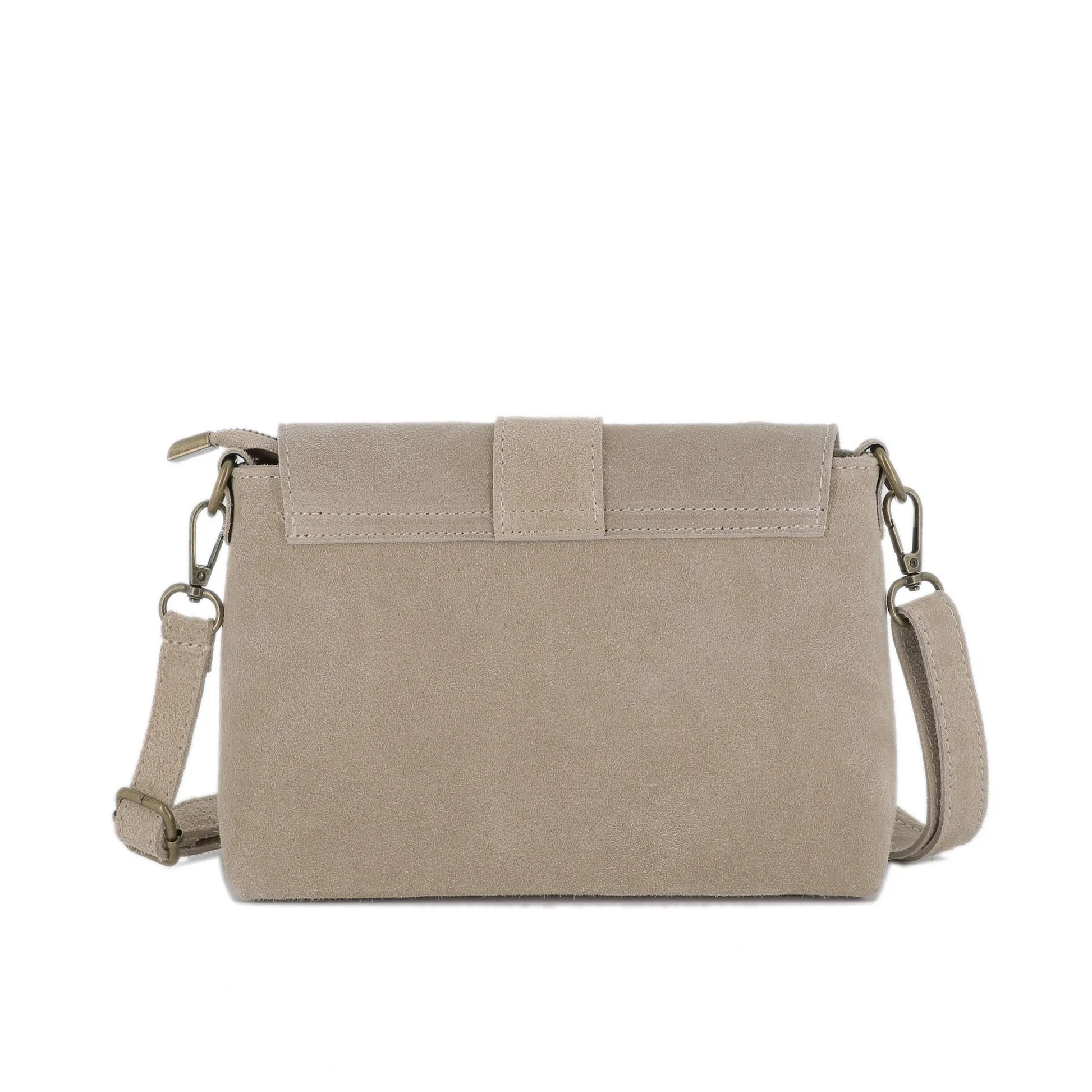 Sac bandoulière cuir suédine boucle vintage Beige - Crocochic
