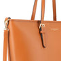 Vue 4 du Grand sac à main cours femme camel en cuir synthétique par Flora & co.