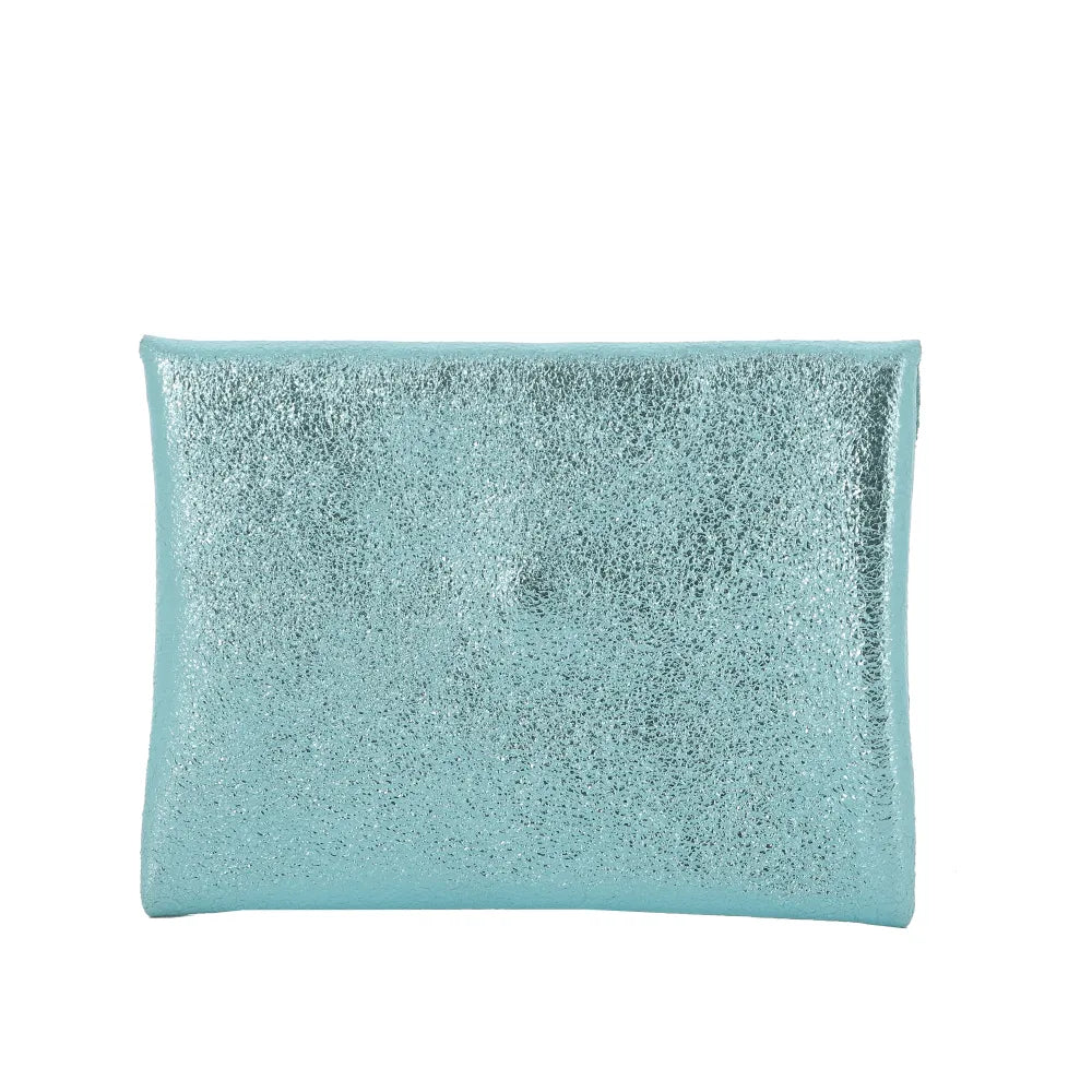 Porte-monnaie cuir irisé femme ultra fin Turquoise - Crocochic