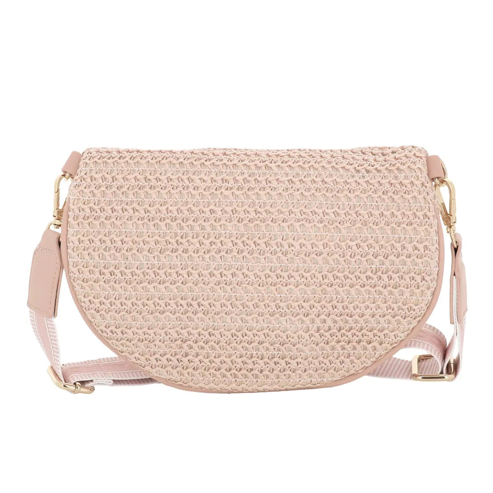 Sac banane paille tressé Rose Flora & co