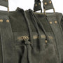 Sac à main bowling en cuir daim kaki - Crocochic