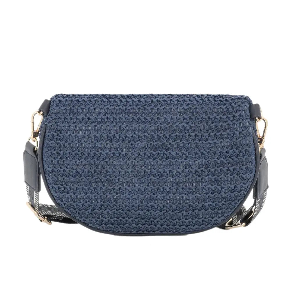 Sac banane paille tressé Bleu Flora & co