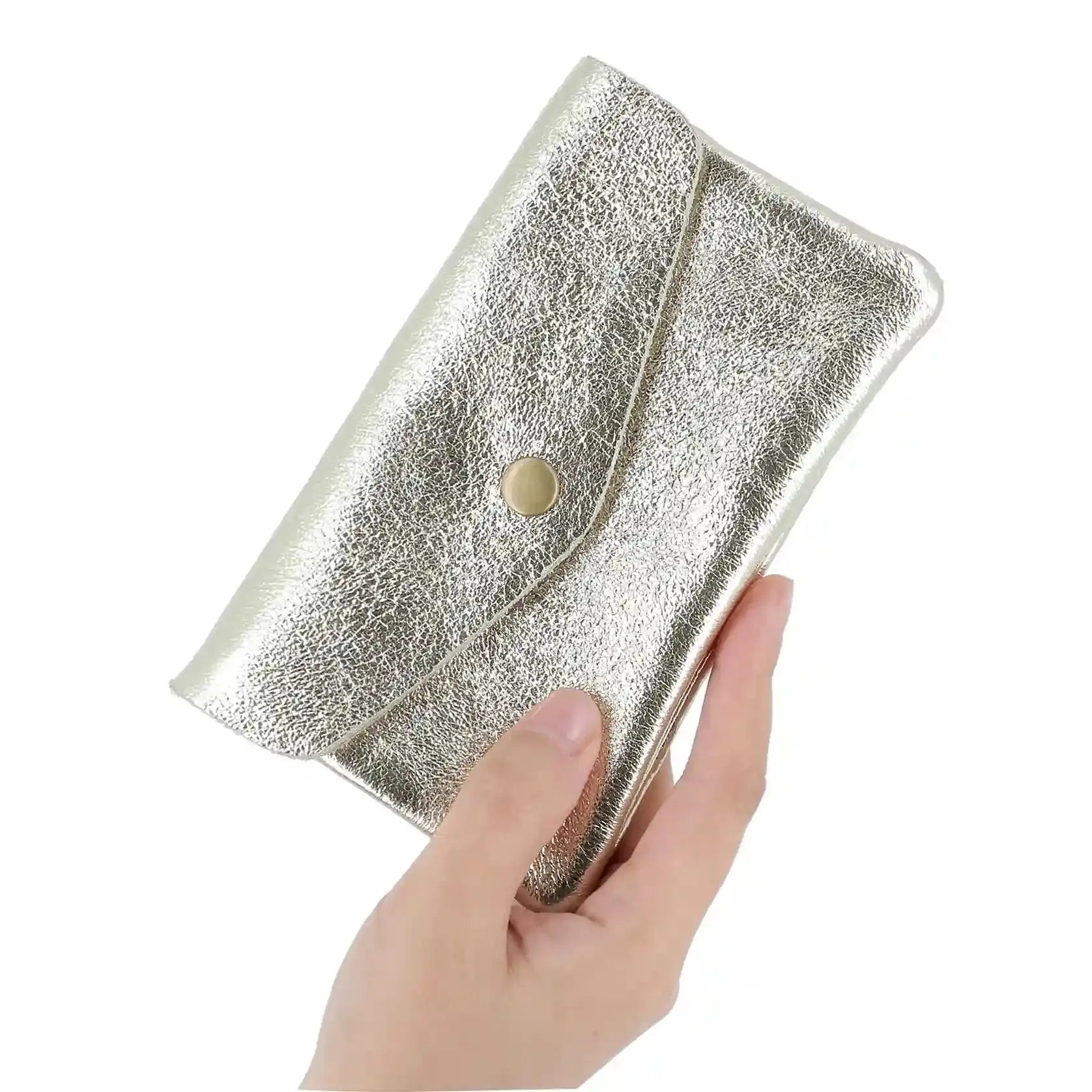 Portefeuille pochette passeport cuir isiré Doré other image 3