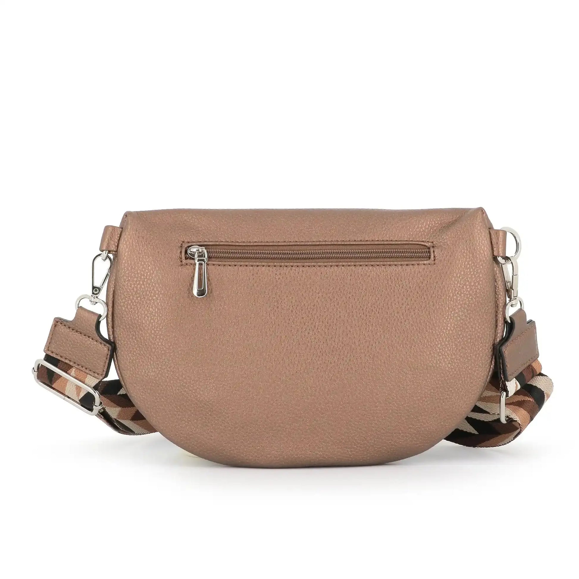 Flora & co Sac banane femme pu cuir grainé marron