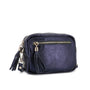 Sac à bandoulière femme cuir irisé bleu marine élégant et tendance