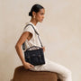 Sac cartable bandoulière femme broderie bleu - Crocochic