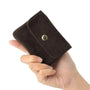 Vue 2 du Petit porte-monnaie cartes cuir suède Chocolat par Made in Italy.
