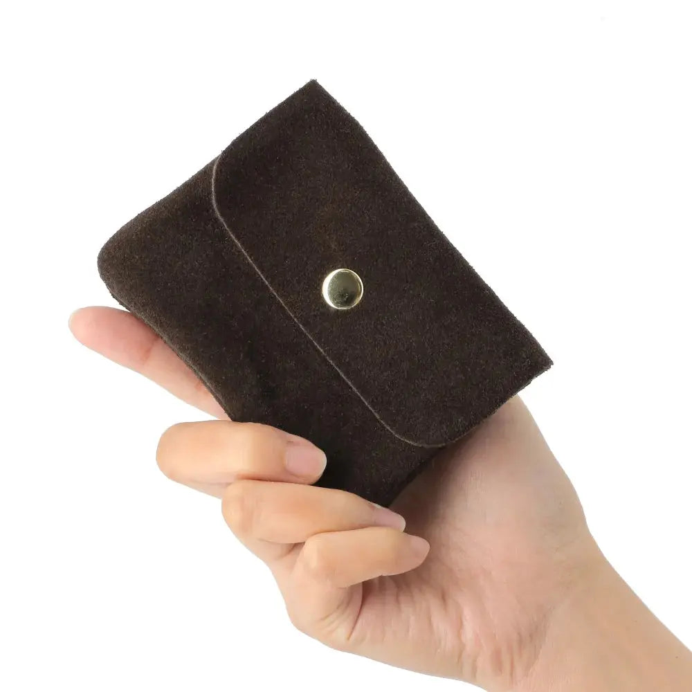 Petit porte-monnaie cartes cuir suède Chocolat other image 3