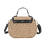 Sac bandoulière en paille à rabat Noir Flora & co