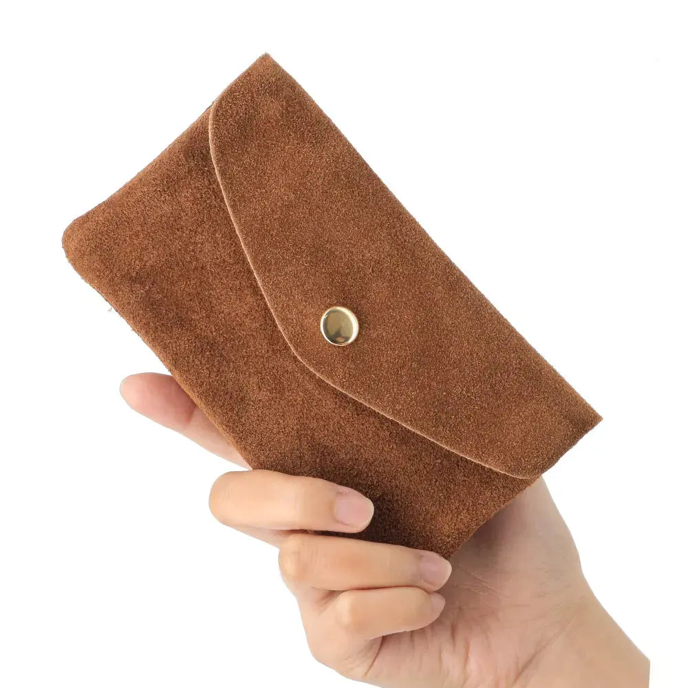 Porte-monnaie portefeuille mi-long suède Marron other image 3