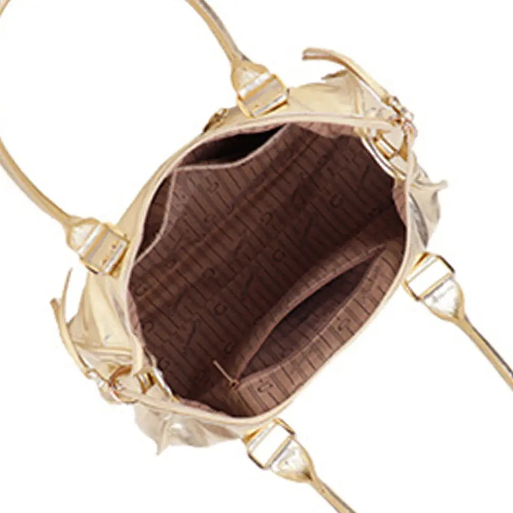 Grand sac à main bowling irisé champagne (détails dorés)