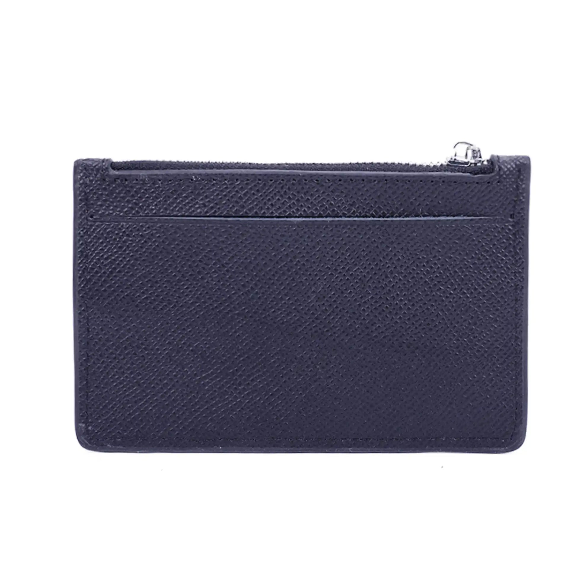 Porte-cartes monnaies femme fin cuir bleu marine