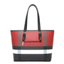 Vue 2 du Grand sac cabas femme rayure pendentif rouge en cuir synthétique par Gallantry.
