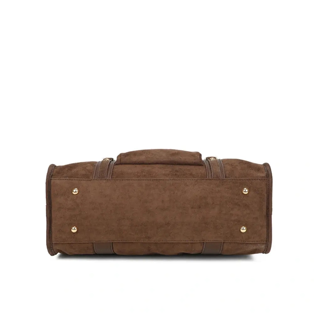 Grand sac bowling similicuir suédine femme Chocolat