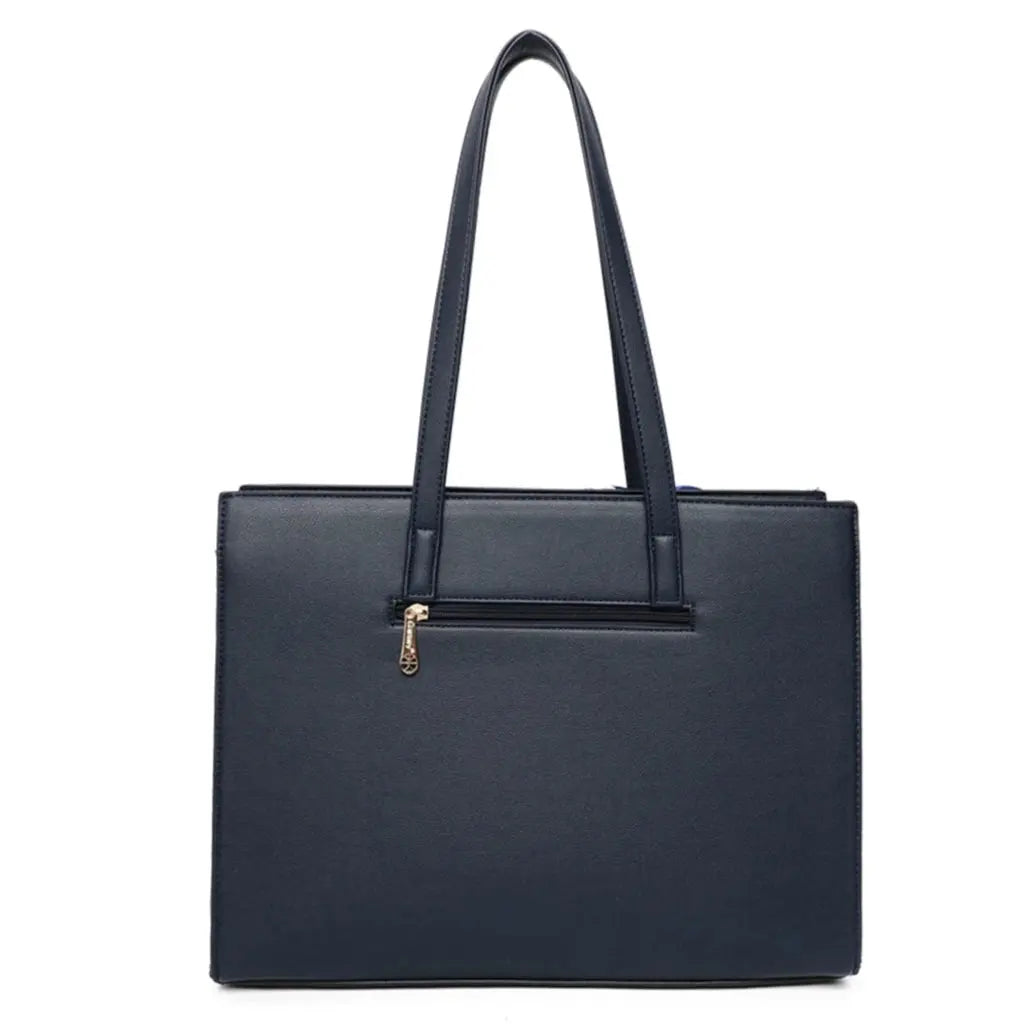 Gallantry Sac cabas femme pompon fourrure a4 bleu