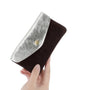 Vue 2 du Porte-monnaie cartes femme irisé suède chocolat en cuir par Made in Italy.