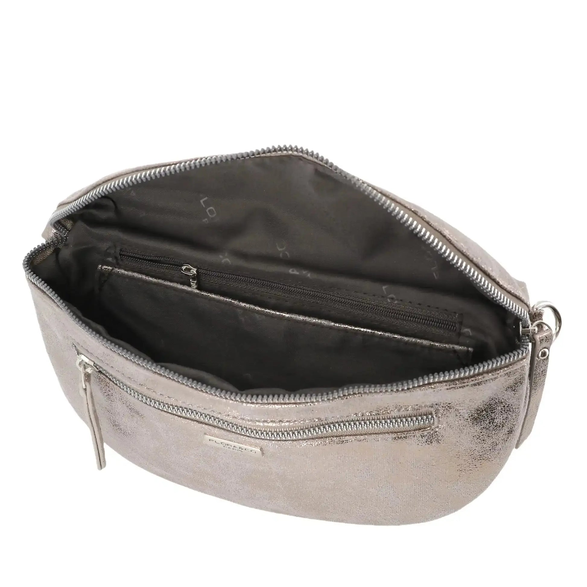 Flora & co Sac banane bandoulière suédine taupe métal