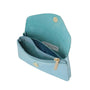 Vue 2 du Porte-monnaie cartes femme cuir irisé 051 Turquoise par Made in Italy.