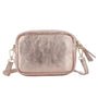 Vue 2 du Petit sac bandoulière carré cuir irisé Or Rose par Made in Italy.