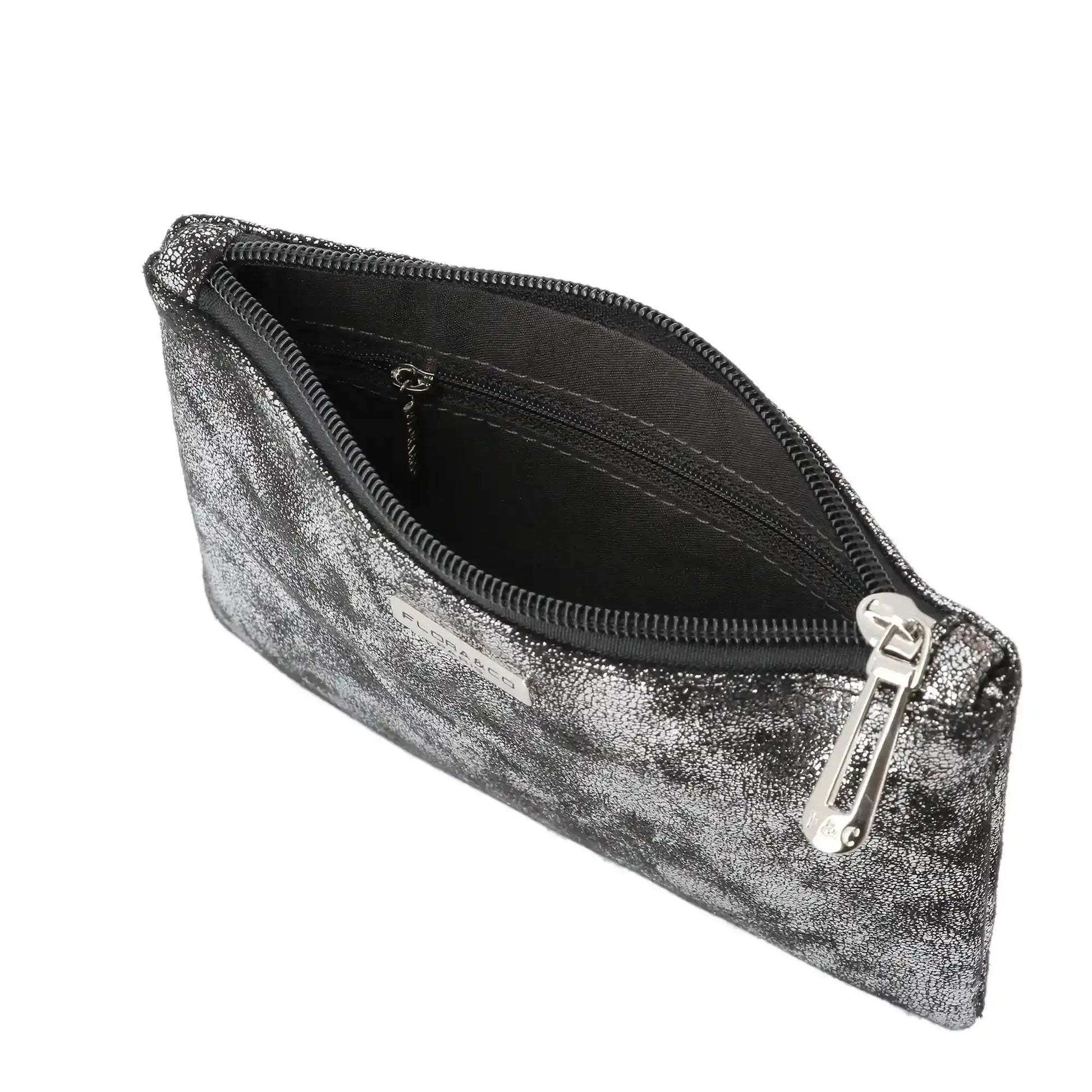 Flora & co Pochette femme suédine irisé gris argent