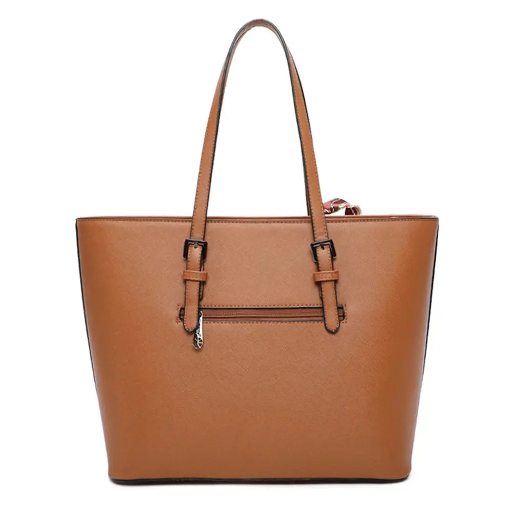Gallantry Sac cabas femme a4 pompon fourlard camel