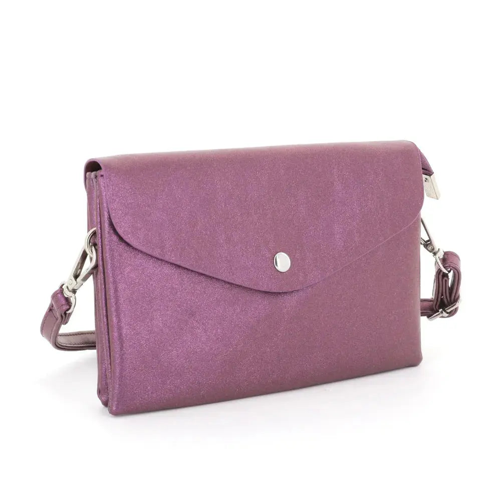 Sac bandoulière femme irisé rabat violet