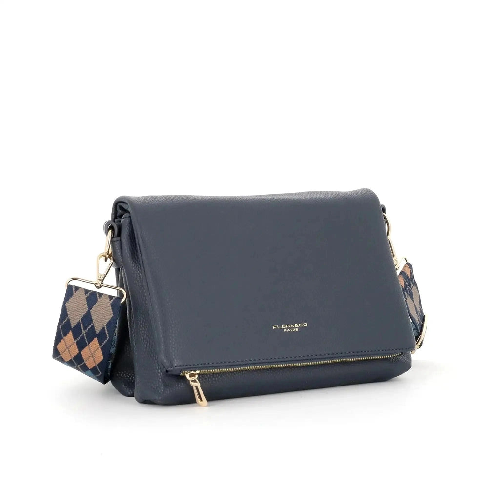 Flora & co Sac bandoulière large multipoches bleu