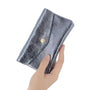 Portefeuille pochette passeport cuir irisé Bleu - Crocochic