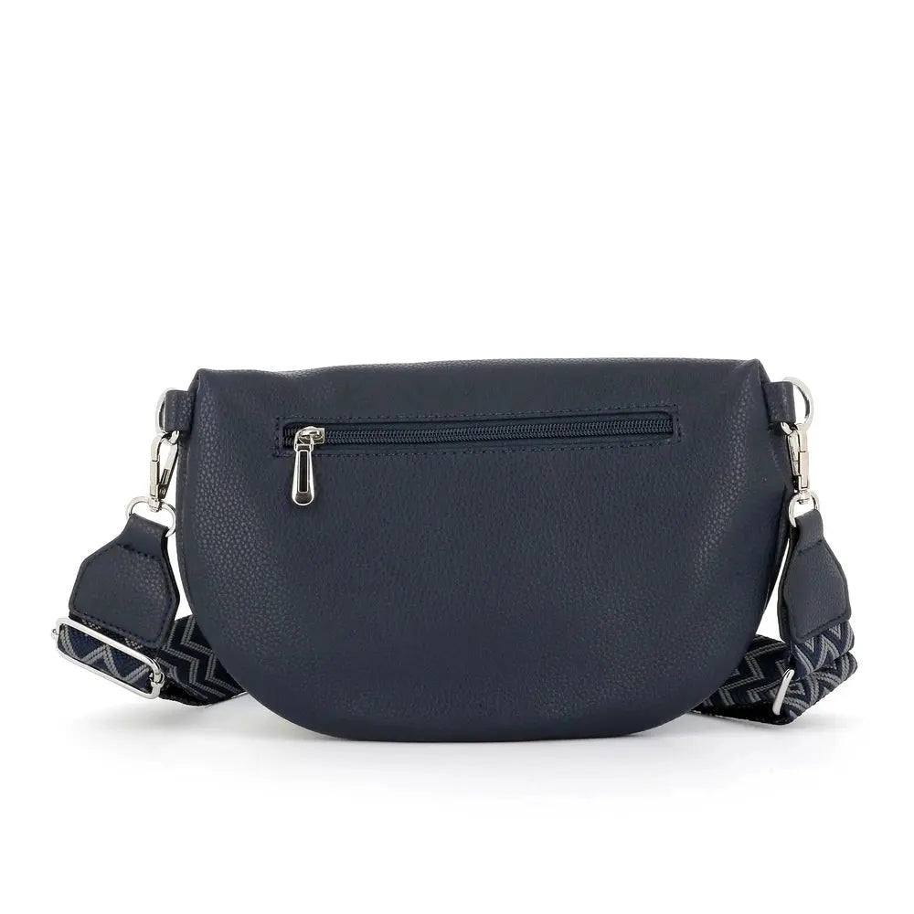 Flora & co Sac banane femme pu cuir grainé bleu