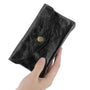 Portefeuille pochette passeport cuir irisé Noir - Crocochic