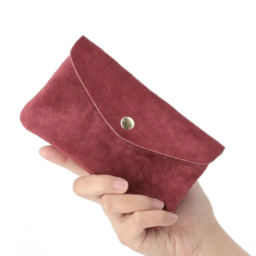 Porte-monnaie portefeuille mi-long suède Bordeaux other image 3