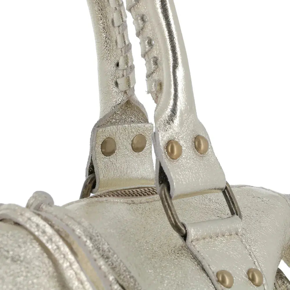 Grand sac cabas bowling cuir suédé femme Doré other image 3