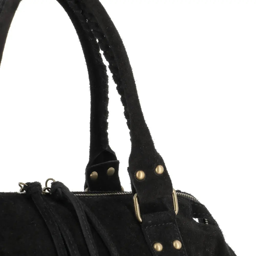 Grand sac cabas bowling cuir suédé femme Noir other image 3
