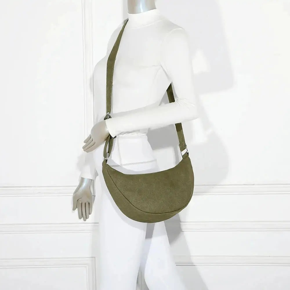 Gallantry Sac bandoulière demi-lune canvas femme vert