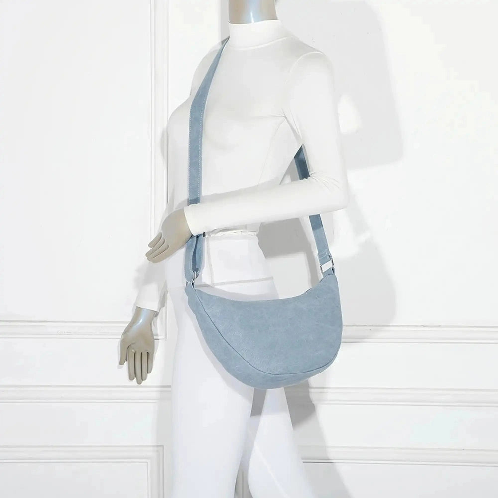 Gallantry Sac bandoulière demi-lune canvas femme bleu clair