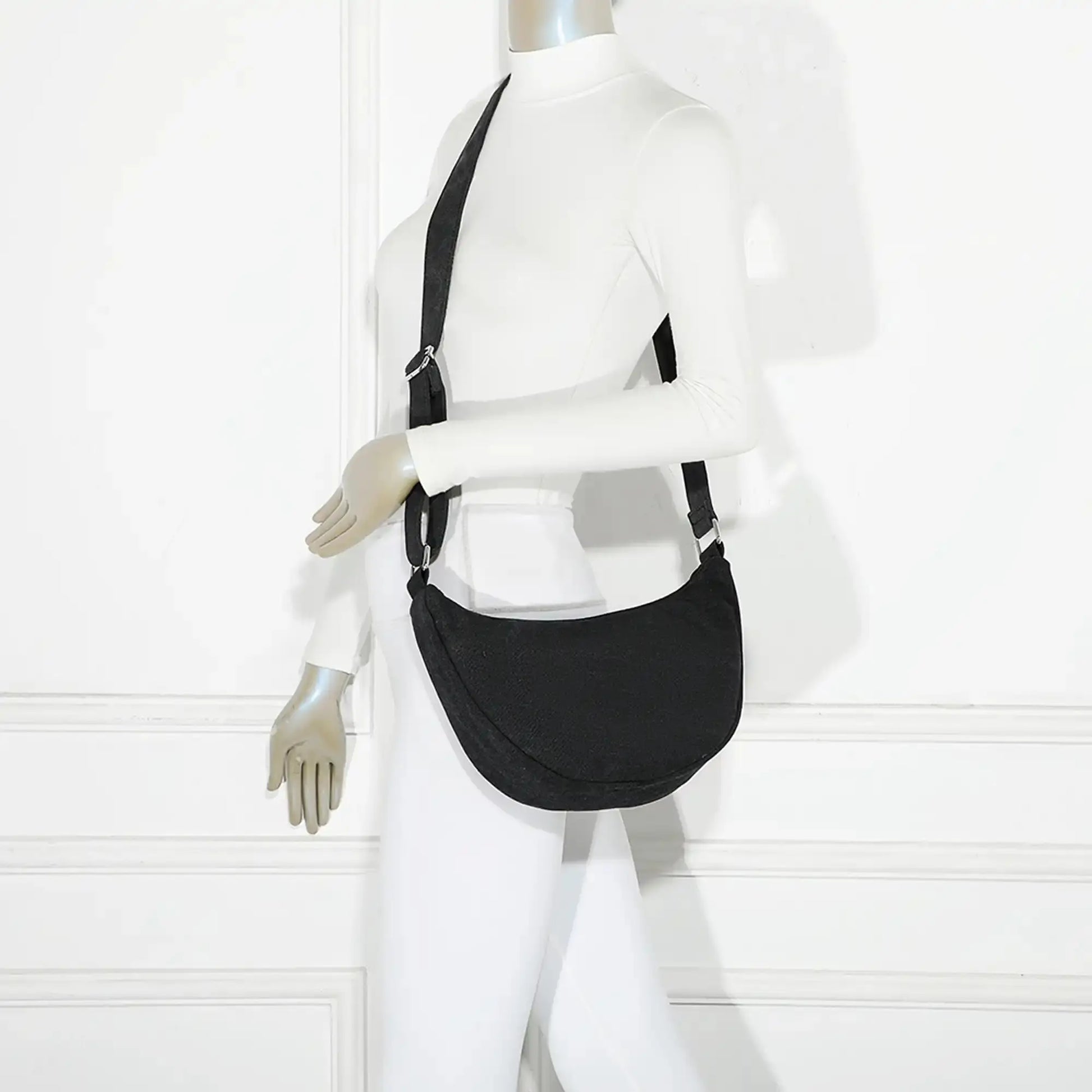 Gallantry Sac bandoulière demi-lune canvas femme noir