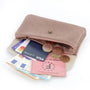 Vue 3 du Porte-monnaie femme irisé suède vieux rose en cuir par Made in Italy.