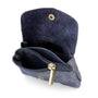 Made in Italy Porte-monnaie femme cuir daim irisé 044 bleu marine