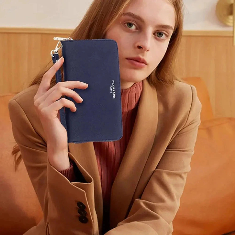 Flora & co Portefeuille long femme rigide classique bleu marine