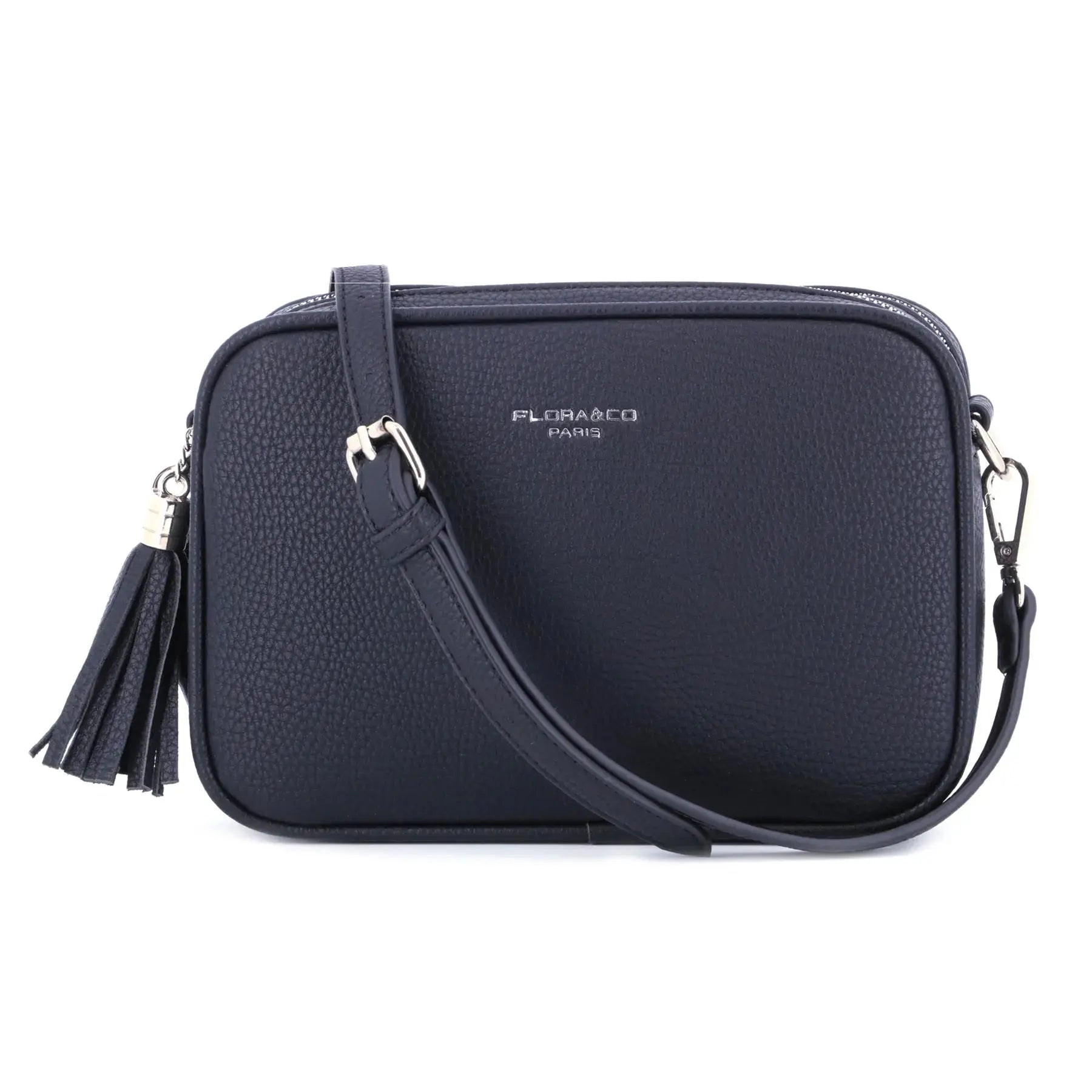 Flora & co Sac caméra bandoulière femme frange bleu marine