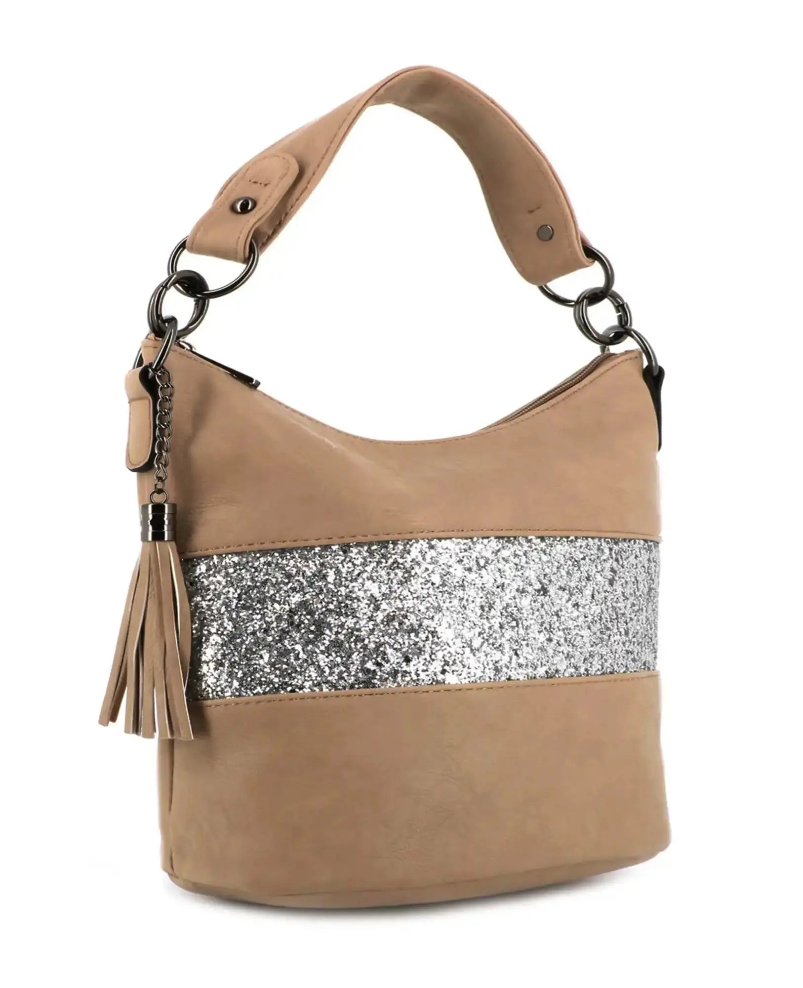 Gallantry Sac à main bandoulière paillette femme marron