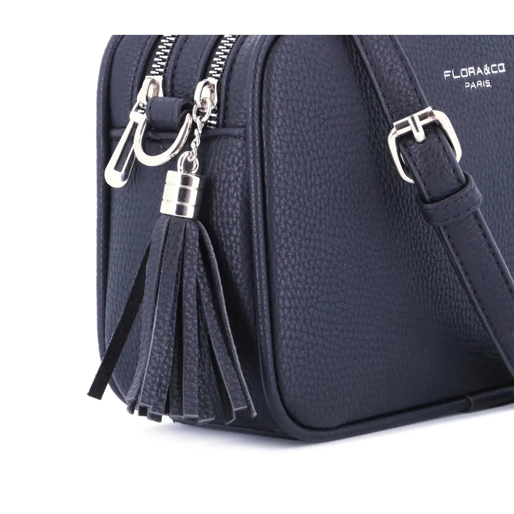 Flora & co Sac caméra bandoulière femme frange bleu marine