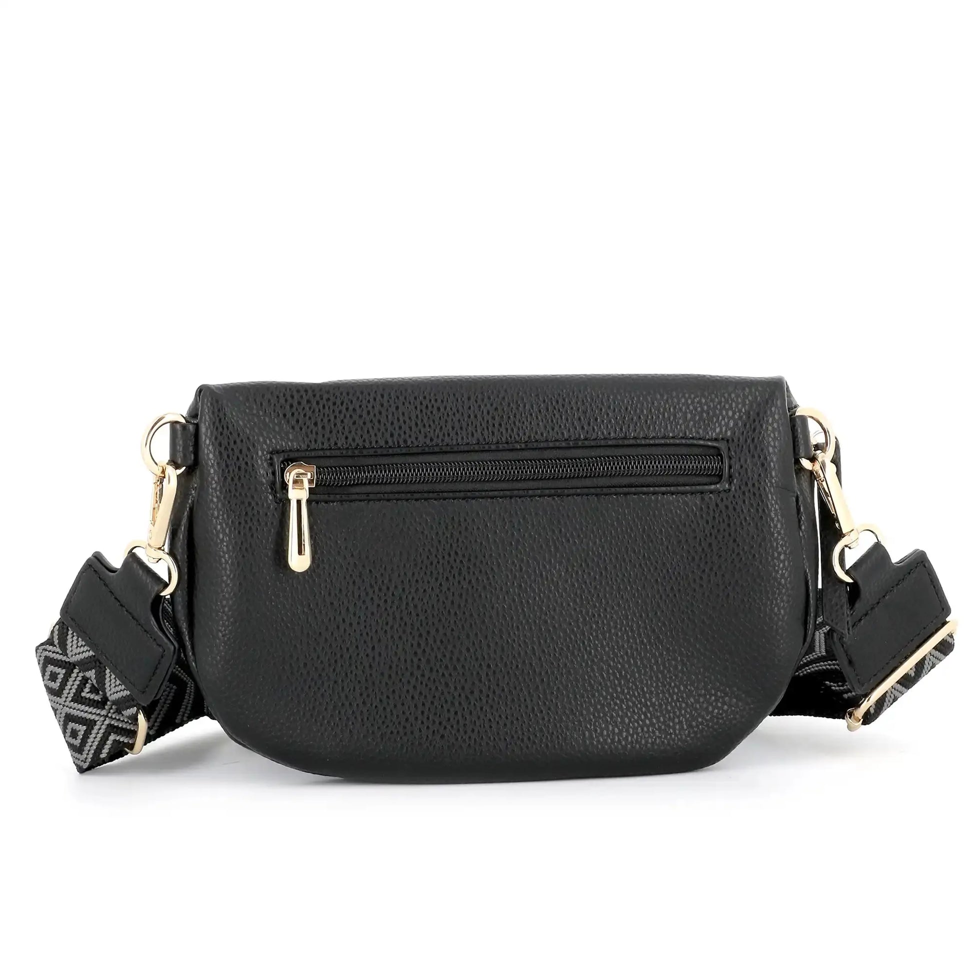 Flora & co Sac banane femme brodée pu cuir grainé noir