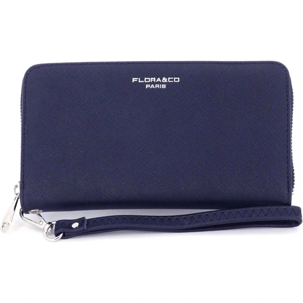 Flora & co Portefeuille long femme rigide classique bleu marine